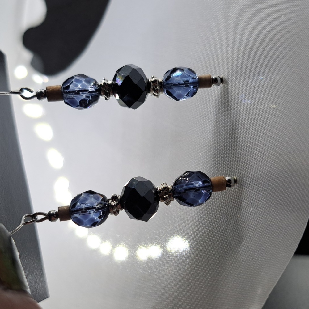 Franco Gia Silver Tone and Blue Beaded Earrings - Picture 6 of 6